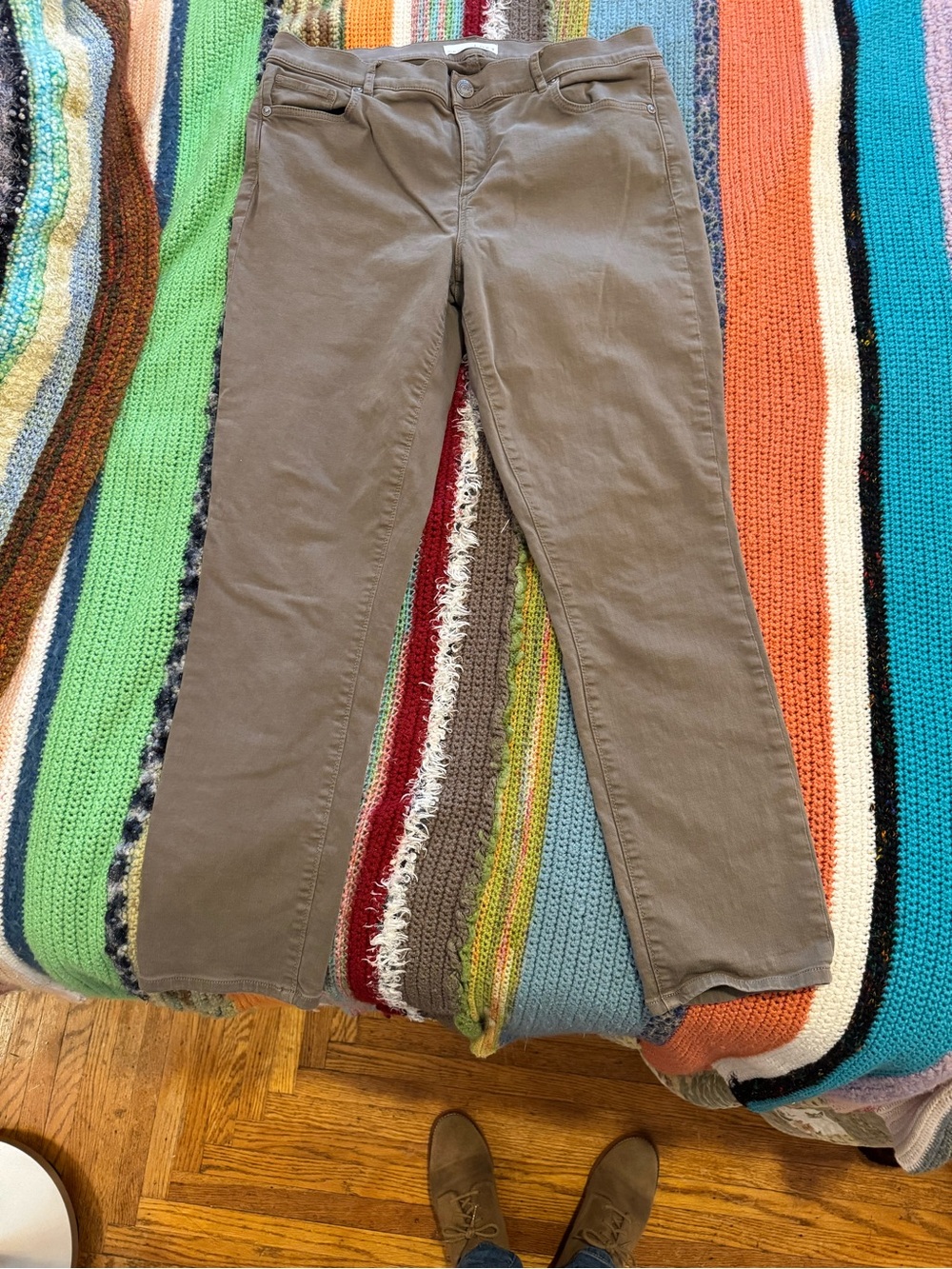 LOFT Olive-Tan Straight Leg Chinos